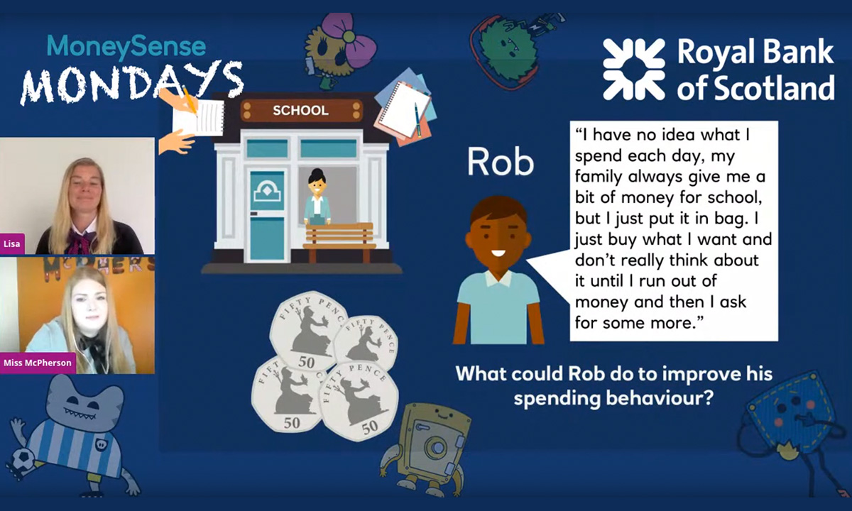 MoneySense Mondays for RBS - illustration of student Rob and what he can do to save money
